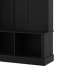 Appendiabiti Moderno Tutto in Uno con Ripiani Regolabili, Panca Contenitore Rustica con 7 Ganci e Mobiletti Laterali, Organizer da Ingresso - ModernLuxe