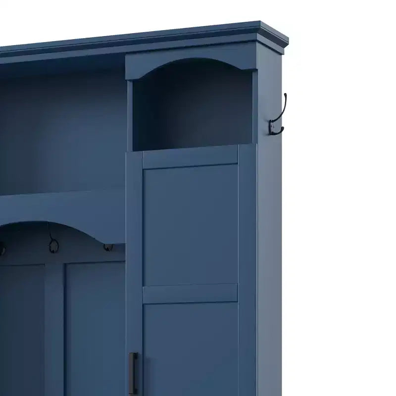 Appendiabiti Moderno Tutto in Uno con Ripiani Regolabili, Panca Contenitore Rustica con 7 Ganci e Mobiletti Laterali, Organizer da Ingresso - ModernLuxe