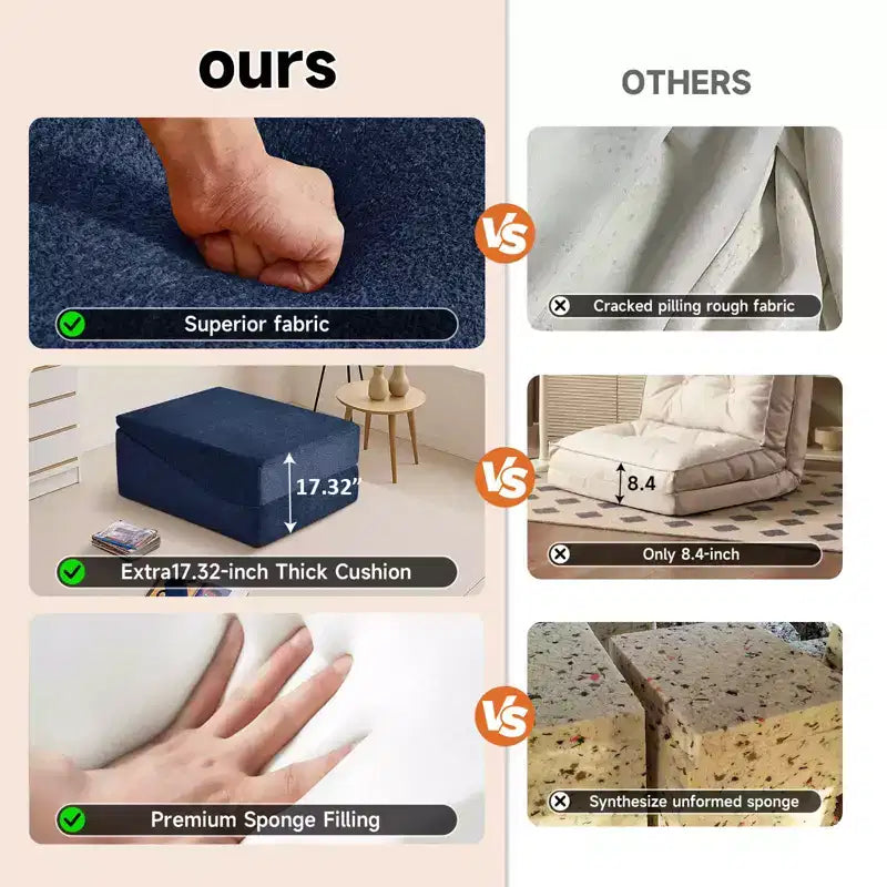 MAYEERTY Divano Letto Pieghevole Tatami in Spugna ad Alta Densità, Poltrona Relax Multi-Funzione, Nessun Montaggio Richiesto