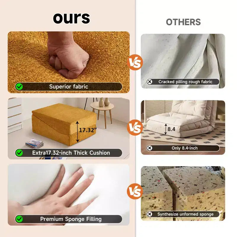 MAYEERTY Divano Letto Pieghevole Tatami in Spugna ad Alta Densità, Poltrona Relax Multi-Funzione, Nessun Montaggio Richiesto