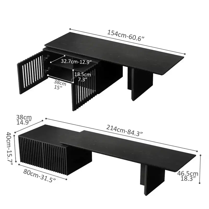 JVNOXK Mobile TV Allungabile da 60,6-84,3'' per TV Fino a 55 Pollici, Porta TV Moderno, Centro di Intrattenimento con Contenitore, per Soggiorno, Camera da Letto, Noce