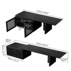 JVNOXK Mobile TV Allungabile da 60,6-84,3'' per TV Fino a 55 Pollici, Porta TV Moderno, Centro di Intrattenimento con Contenitore, per Soggiorno, Camera da Letto, Noce