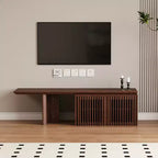 JVNOXK Mobile TV Allungabile da 60,6-84,3'' per TV Fino a 55 Pollici, Porta TV Moderno, Centro di Intrattenimento con Contenitore, per Soggiorno, Camera da Letto, Noce