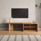 JVNOXK Mobile TV Allungabile da 60,6-84,3'' per TV Fino a 55 Pollici, Porta TV Moderno, Centro di Intrattenimento con Contenitore, per Soggiorno, Camera da Letto, Noce