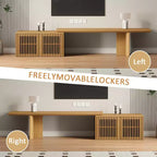 JVNOXK Mobile TV Allungabile da 60,6-84,3'' per TV Fino a 55 Pollici, Porta TV Moderno, Centro di Intrattenimento con Contenitore, per Soggiorno, Camera da Letto, Noce