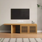 JVNOXK Mobile TV Allungabile da 60,6-84,3'' per TV Fino a 55 Pollici, Porta TV Moderno, Centro di Intrattenimento con Contenitore, per Soggiorno, Camera da Letto, Noce