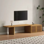 JVNOXK Mobile TV Allungabile da 60,6-84,3'' per TV Fino a 55 Pollici, Porta TV Moderno, Centro di Intrattenimento con Contenitore, per Soggiorno, Camera da Letto, Noce