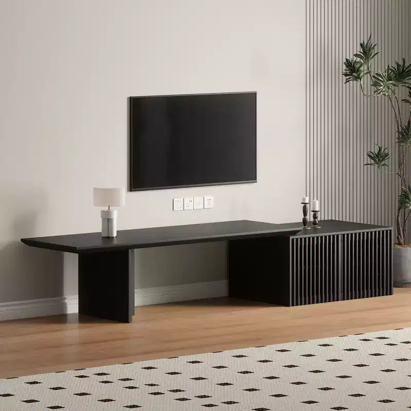 JVNOXK Mobile TV Allungabile da 60,6-84,3'' per TV Fino a 55 Pollici, Porta TV Moderno, Centro di Intrattenimento con Contenitore, per Soggiorno, Camera da Letto, Noce