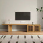 JVNOXK Mobile TV Allungabile da 60,6-84,3'' per TV Fino a 55 Pollici, Porta TV Moderno, Centro di Intrattenimento con Contenitore, per Soggiorno, Camera da Letto, Noce