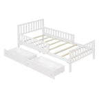 Letto a piattaforma singolo in legno con spondine e 2 cassetti portaoggetti, bianco