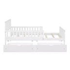 Letto a piattaforma singolo in legno con spondine e 2 cassetti portaoggetti, bianco