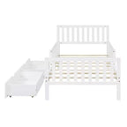 Letto a piattaforma singolo in legno con spondine e 2 cassetti portaoggetti, bianco