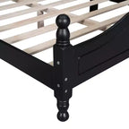 Letto a piattaforma in legno massiccio, in stile retrò con supporto a doghe, nero