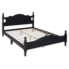 Letto a piattaforma in legno massiccio, in stile retrò con supporto a doghe, nero