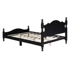 Letto a piattaforma in legno massiccio, in stile retrò con supporto a doghe, nero