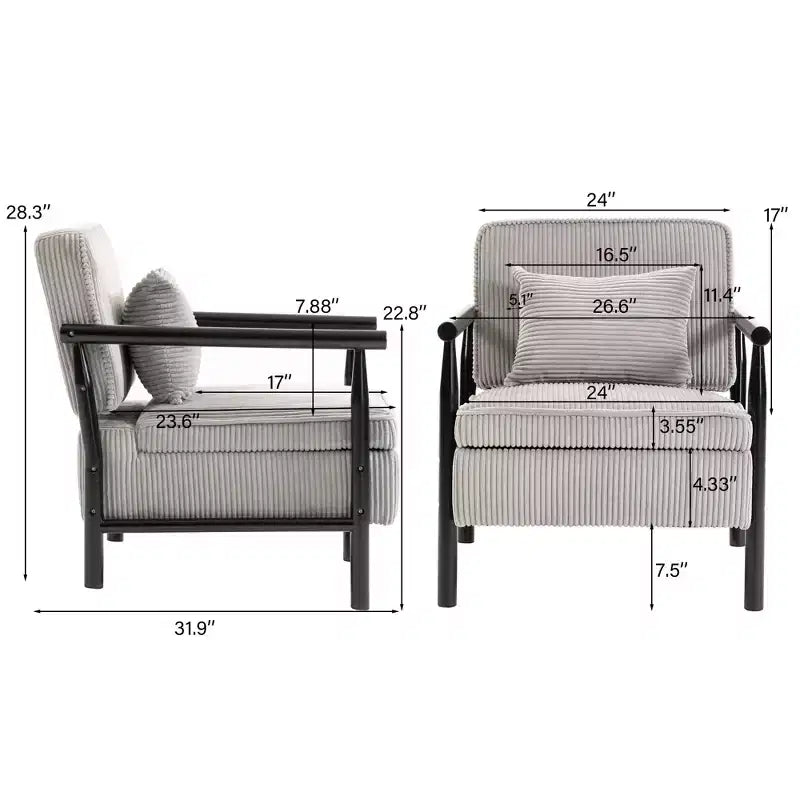 GDFStudio Joule Poltrona Accento Moderna imbottita Mid-Century con Seduta Contenitore e Cuscino