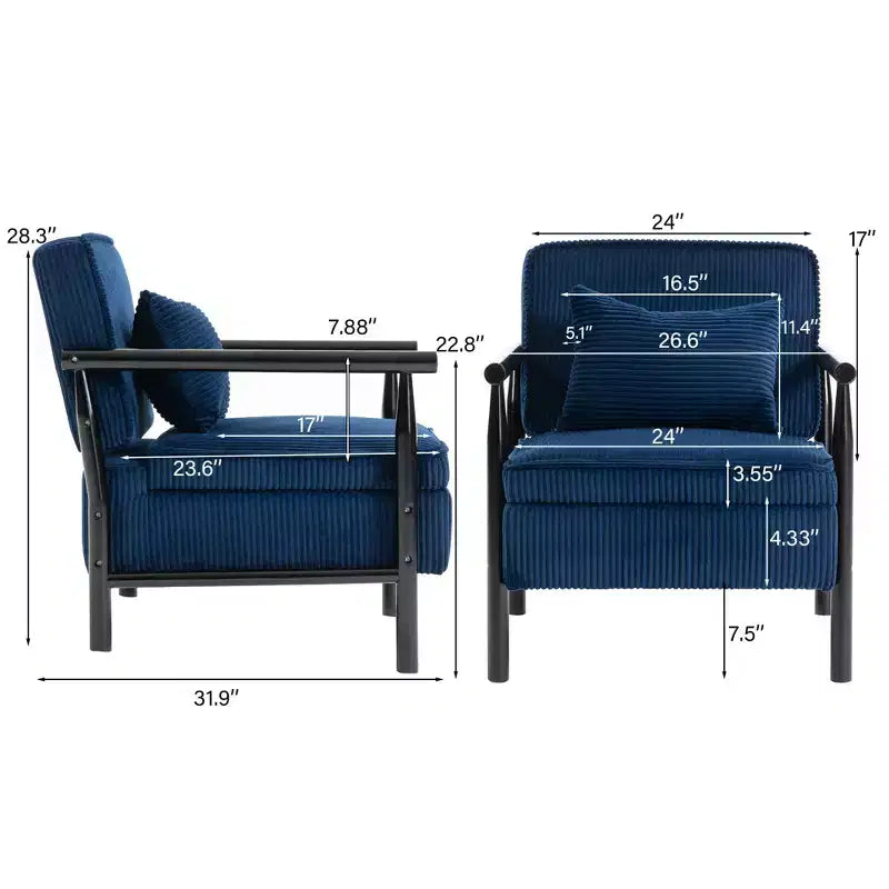 GDFStudio Joule Poltrona Accento Moderna imbottita Mid-Century con Seduta Contenitore e Cuscino