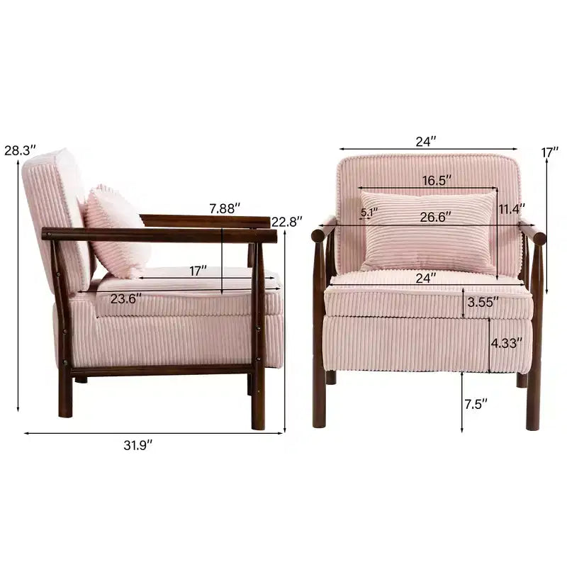 GDFStudio Joule Poltrona Accento Moderna imbottita Mid-Century con Seduta Contenitore e Cuscino