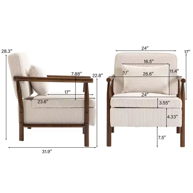 GDFStudio Joule Poltrona Accento Moderna imbottita Mid-Century con Seduta Contenitore e Cuscino