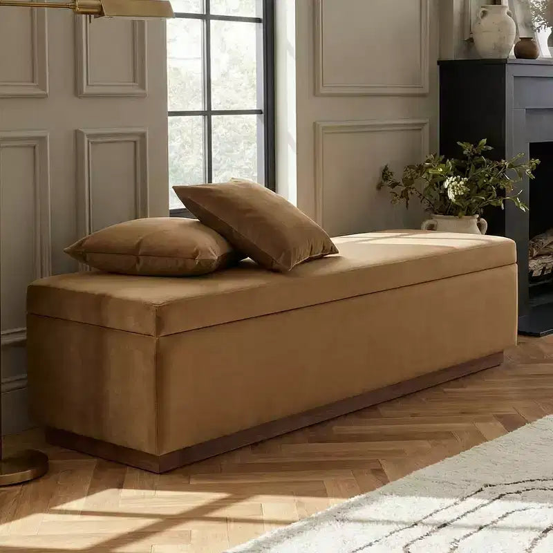 60 Moderno Velluto Panche Contenitore Imbottite, Elegante Seduta da Salotto con Contenitore Nascosto, Panchina da Fondo Letto e Ingresso-Panipeachy