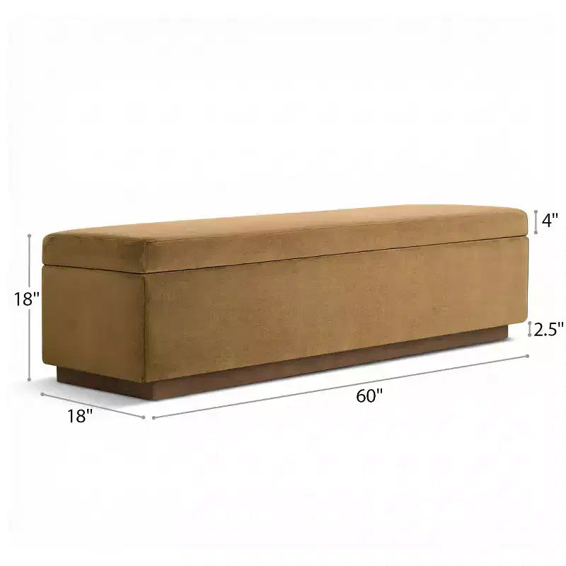 60 Moderno Velluto Panche Contenitore Imbottite, Elegante Seduta da Salotto con Contenitore Nascosto, Panchina da Fondo Letto e Ingresso-Panipeachy