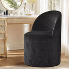 Poltrona girevole accentuata moderna con rivestimento in ciniglia e rotelle, sedia lounge senza braccioli per soggiorno, camera da letto o ufficio-Panipeachy