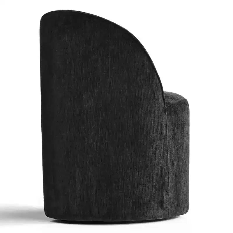Poltrona girevole accentuata moderna con rivestimento in ciniglia e rotelle, sedia lounge senza braccioli per soggiorno, camera da letto o ufficio-Panipeachy