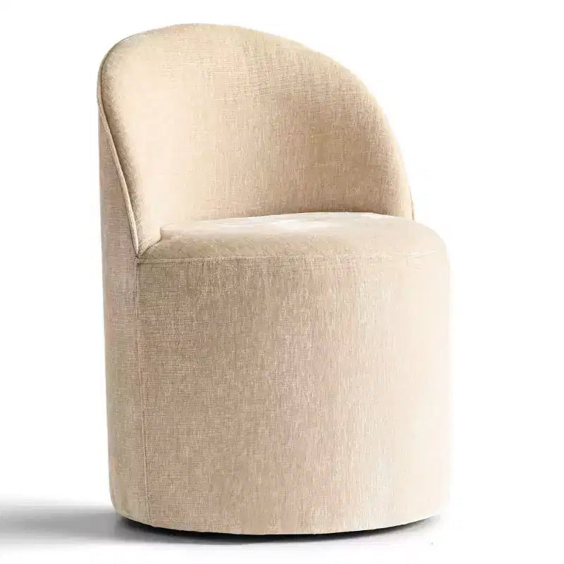 Poltrona girevole accentuata moderna con rivestimento in ciniglia e rotelle, sedia lounge senza braccioli per soggiorno, camera da letto o ufficio-Panipeachy