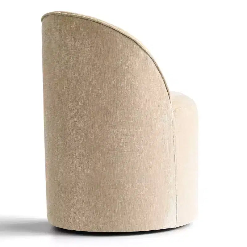 Poltrona girevole accentuata moderna con rivestimento in ciniglia e rotelle, sedia lounge senza braccioli per soggiorno, camera da letto o ufficio-Panipeachy