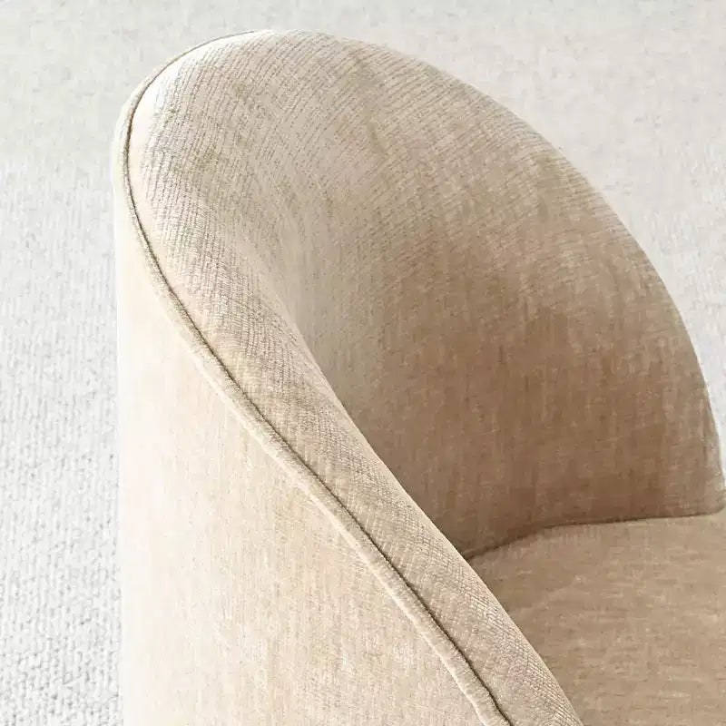 Poltrona girevole accentuata moderna con rivestimento in ciniglia e rotelle, sedia lounge senza braccioli per soggiorno, camera da letto o ufficio-Panipeachy