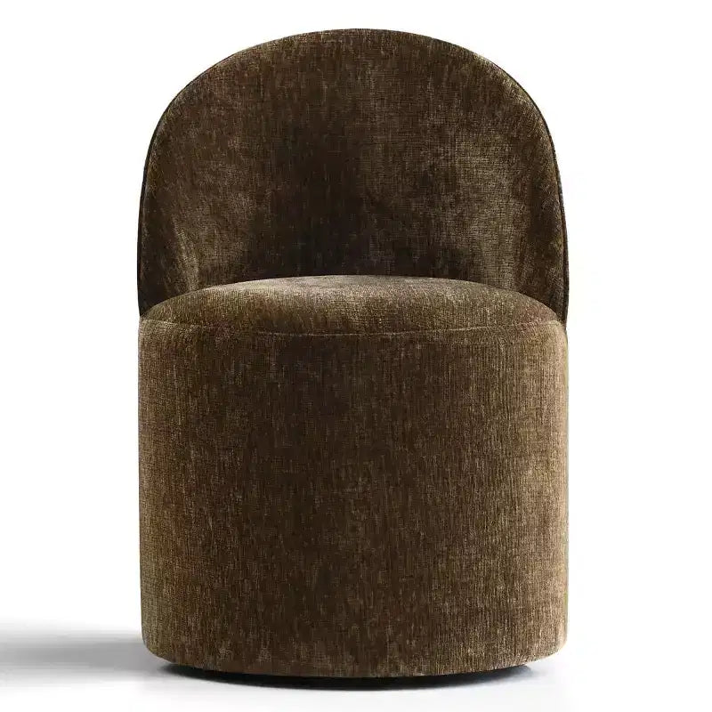 Poltrona girevole accentuata moderna con rivestimento in ciniglia e rotelle, sedia lounge senza braccioli per soggiorno, camera da letto o ufficio-Panipeachy