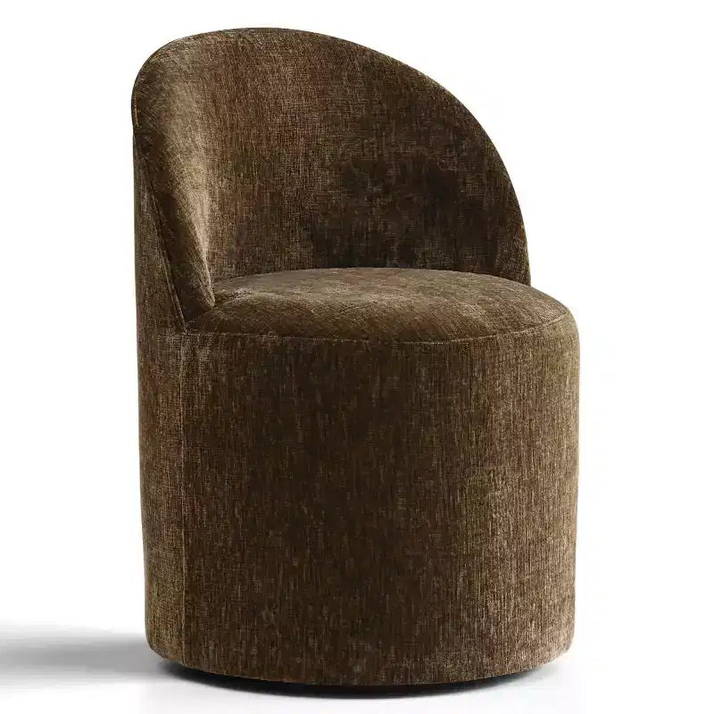 Poltrona girevole accentuata moderna con rivestimento in ciniglia e rotelle, sedia lounge senza braccioli per soggiorno, camera da letto o ufficio-Panipeachy