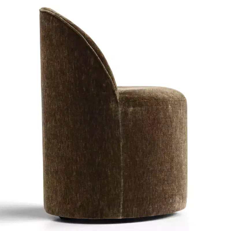 Poltrona girevole accentuata moderna con rivestimento in ciniglia e rotelle, sedia lounge senza braccioli per soggiorno, camera da letto o ufficio-Panipeachy