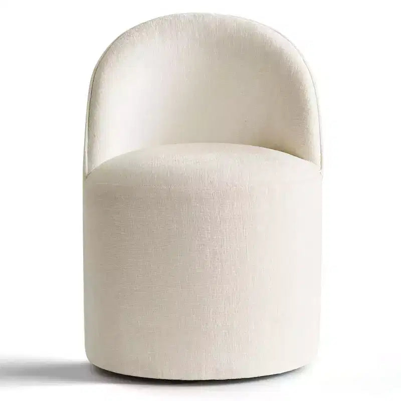 Poltrona girevole accentuata moderna con rivestimento in ciniglia e rotelle, sedia lounge senza braccioli per soggiorno, camera da letto o ufficio-Panipeachy