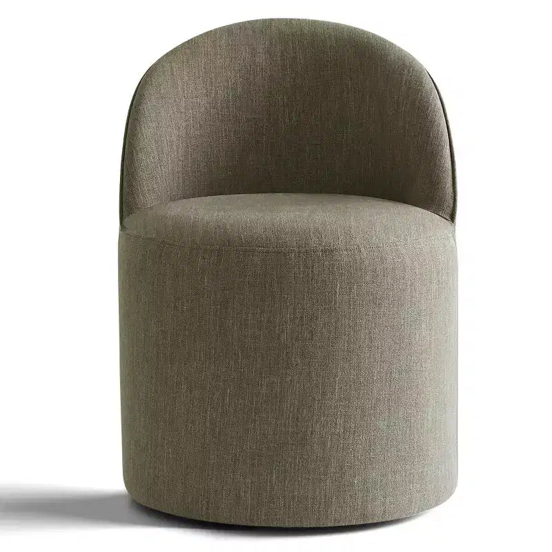 Poltrona girevole accentuata moderna con rivestimento in ciniglia e rotelle, sedia lounge senza braccioli per soggiorno, camera da letto o ufficio-Panipeachy