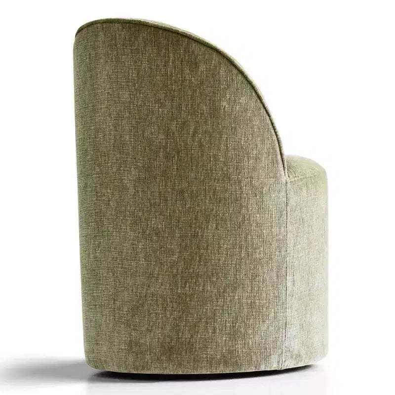 Poltrona girevole accentuata moderna con rivestimento in ciniglia e rotelle, sedia lounge senza braccioli per soggiorno, camera da letto o ufficio-Panipeachy