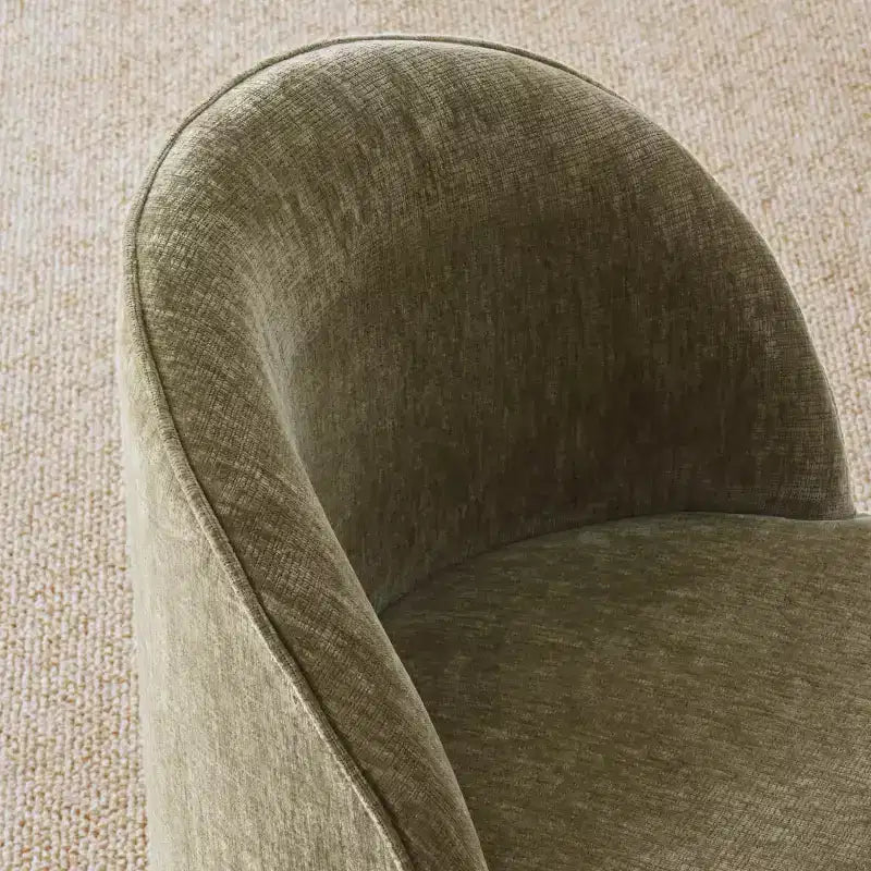 Poltrona girevole accentuata moderna con rivestimento in ciniglia e rotelle, sedia lounge senza braccioli per soggiorno, camera da letto o ufficio-Panipeachy