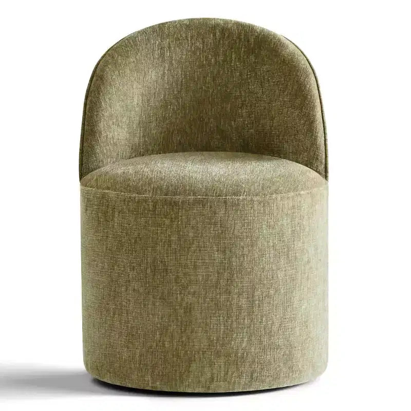 Poltrona girevole accentuata moderna con rivestimento in ciniglia e rotelle, sedia lounge senza braccioli per soggiorno, camera da letto o ufficio-Panipeachy