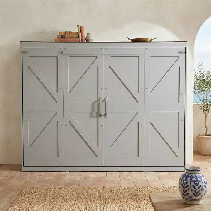 Letto a scomparsa Queen Size, Letto a muro pieghevole con prese di corrente e porte USB per camera da letto, piccoli appartamenti, salvaspazio - ModernLuxe