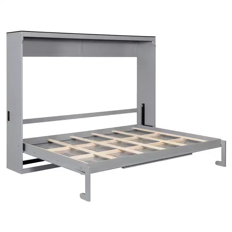 Letto a scomparsa Queen Size, Letto a muro pieghevole con prese di corrente e porte USB per camera da letto, piccoli appartamenti, salvaspazio - ModernLuxe