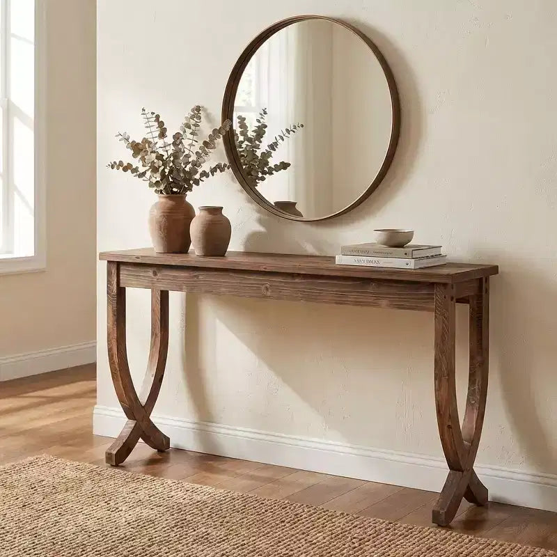 JVNOXK Rustic Farmhouse End Table Solid Wood 2-Tier Side Table for Living Room