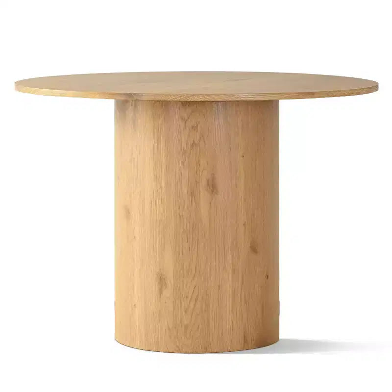 Set da pranzo rotondo a 5 pezzi per 4 persone, tavolo da pranzo con piedistallo e sedie in legno massello con schienale intrecciato, mobili moderni per cucina e sala da pranzo-Panipeachy