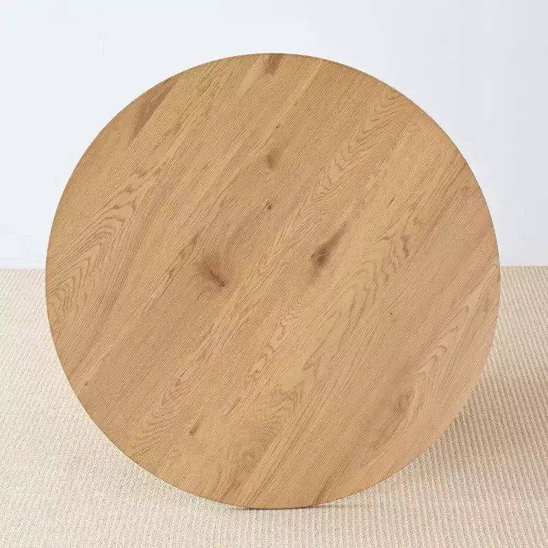 Set da pranzo rotondo a 5 pezzi per 4 persone, tavolo da pranzo con piedistallo e sedie in legno massello con schienale intrecciato, mobili moderni per cucina e sala da pranzo-Panipeachy