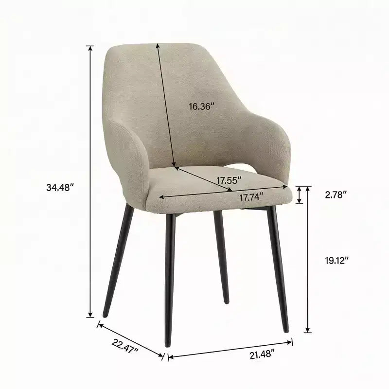 Sedie da Pranzo Imbottite in ciniglia Ora Maison con Robuste Gambe in Metallo, Schienale Ergonomico Alto per Cucina Soggiorno Studio Caffè