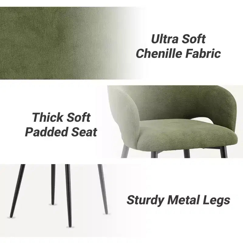 Sedie da Pranzo Imbottite in ciniglia Ora Maison con Robuste Gambe in Metallo, Schienale Ergonomico Alto per Cucina Soggiorno Studio Caffè