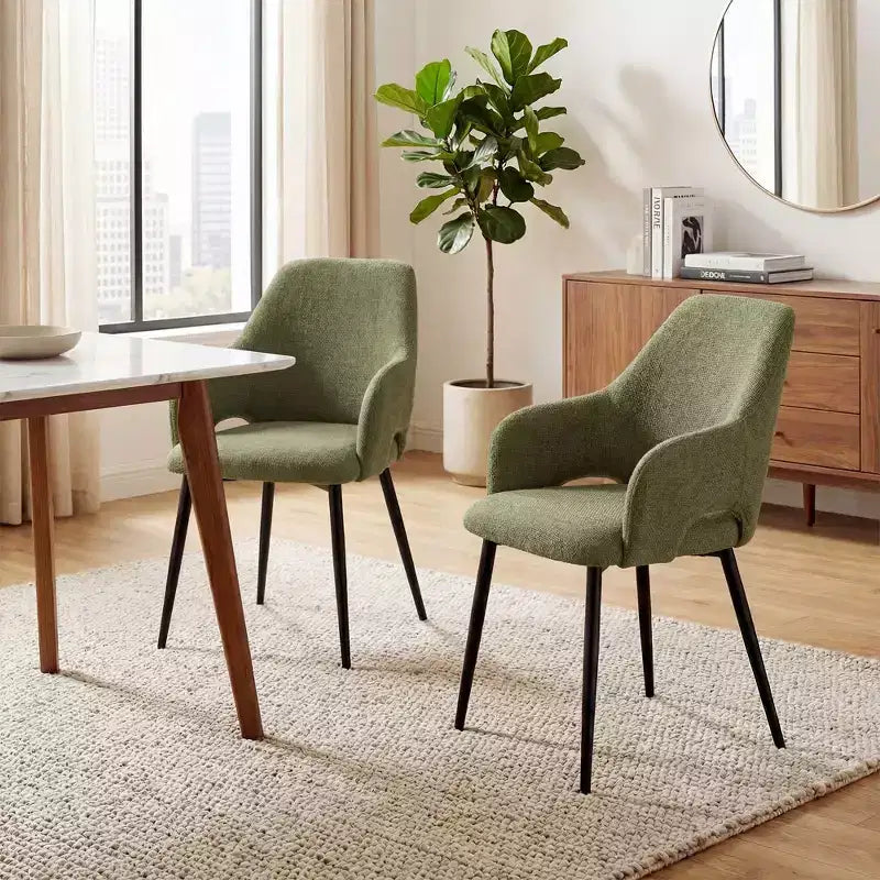 Sedie da Pranzo Imbottite in ciniglia Ora Maison con Robuste Gambe in Metallo, Schienale Ergonomico Alto per Cucina Soggiorno Studio Caffè