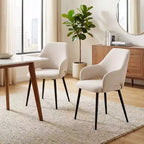 Sedie da Pranzo Imbottite in ciniglia Ora Maison con Robuste Gambe in Metallo, Schienale Ergonomico Alto per Cucina Soggiorno Studio Caffè