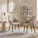 Sedie da Pranzo Imbottite in ciniglia Ora Maison con Robuste Gambe in Metallo, Schienale Ergonomico Alto per Cucina Soggiorno Studio Caffè