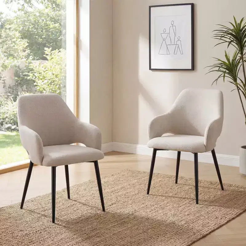 Ora Maison Chenille Upholstered Dining Chairs with Sturdy Metal Legs, Ergonomic High Back for Kitchen Living Room Study Caf