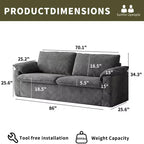 Dyonery 70 Loveseat Divano a due posti in velluto a coste, divano a due posti moderno, divano sfoderabile con seduta profonda, 2 ampi cuscini bracciolo e schienale morbido